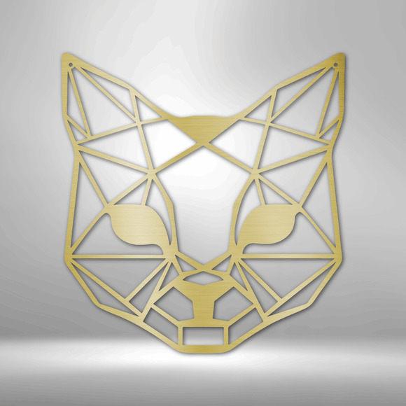Geometric Cat Steel Sign Laser Cut Powder Coated Home & Office Metal Wall Decor